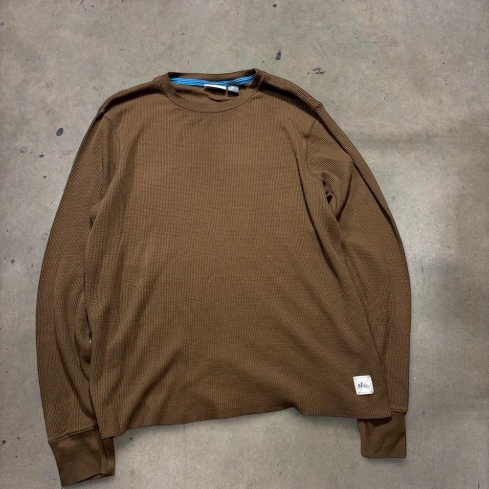 Urban Pipeline Brown Thermal Long Sleeve Shirt Mens XL Y2K Waffle Knit Crew Neck